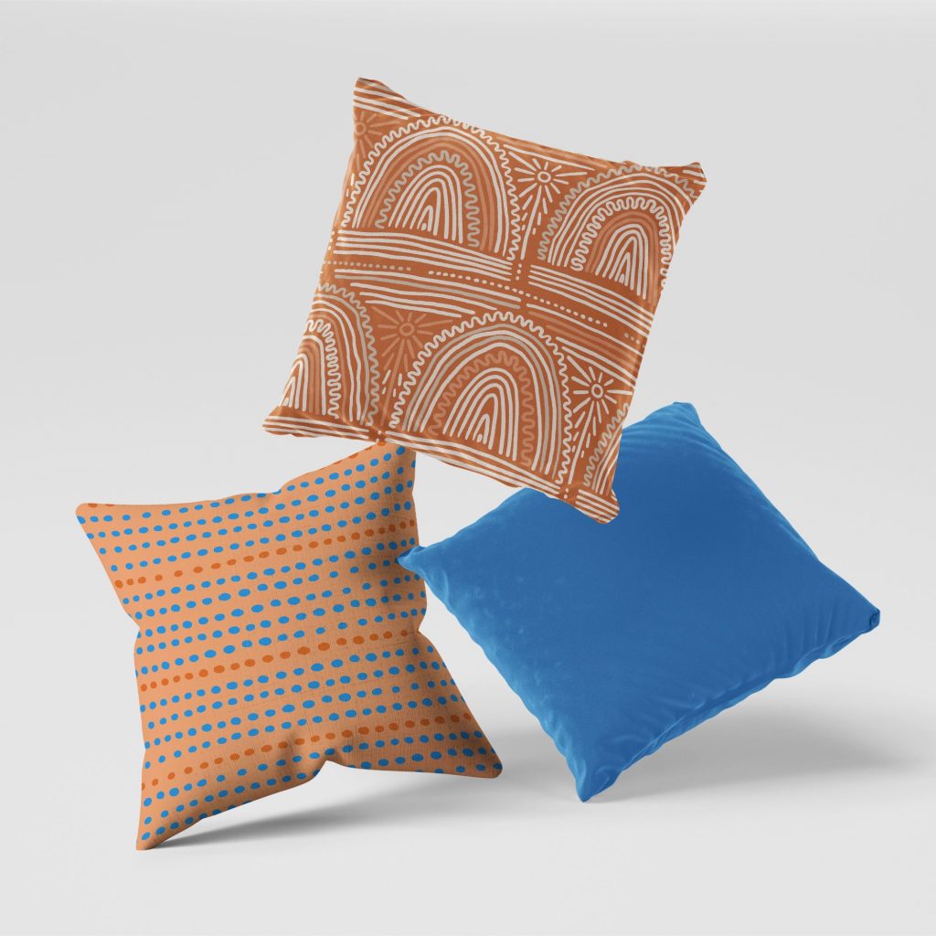 Set of 3 mid century bohemian pattern cushion covers