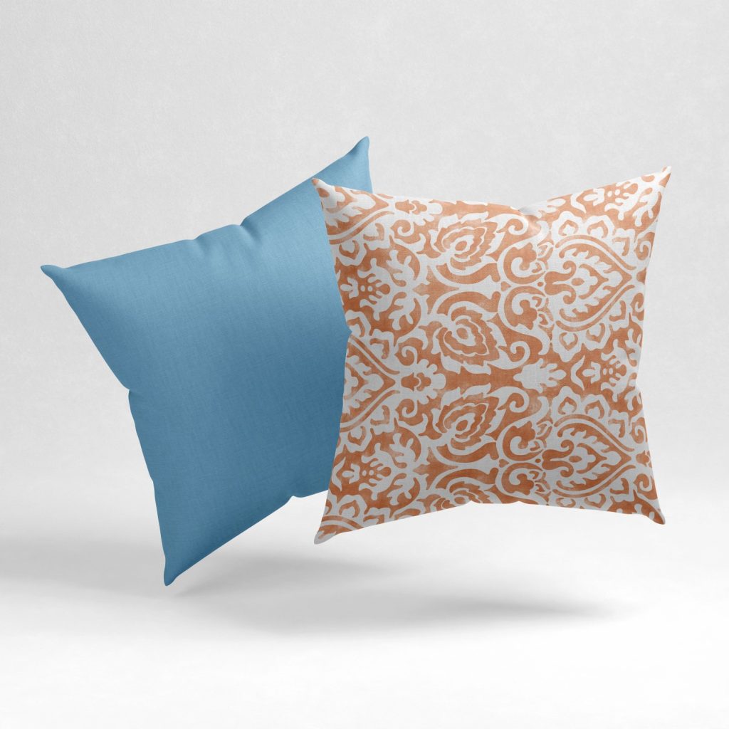 Set of 2 tangerine mughal pattern cushion cover