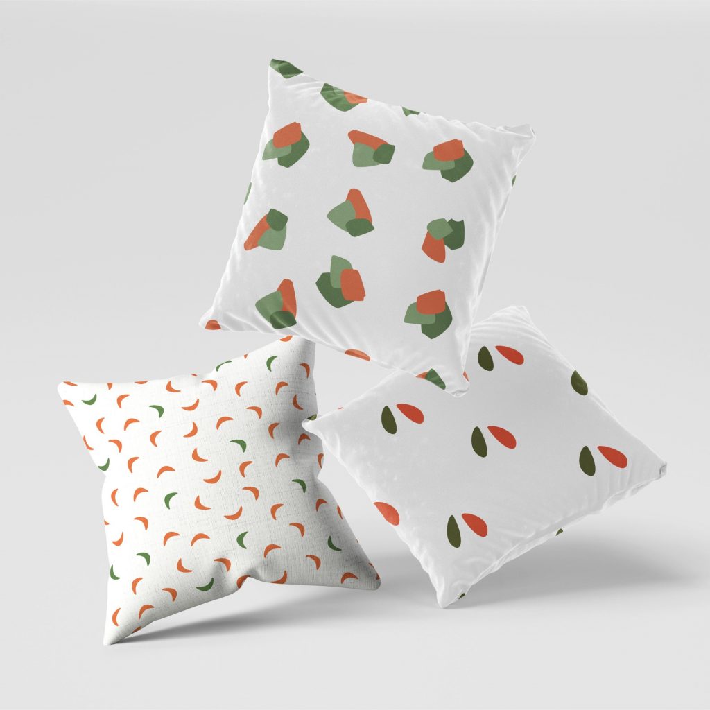 Set of 3 abstract minimalistic petal cushion covers