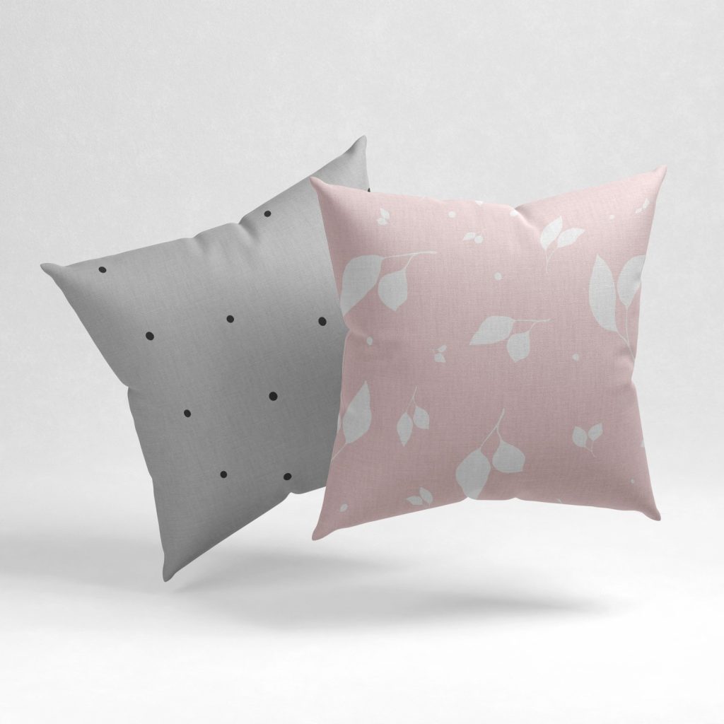 Set of 2 elegant dotted botanical cushion cover