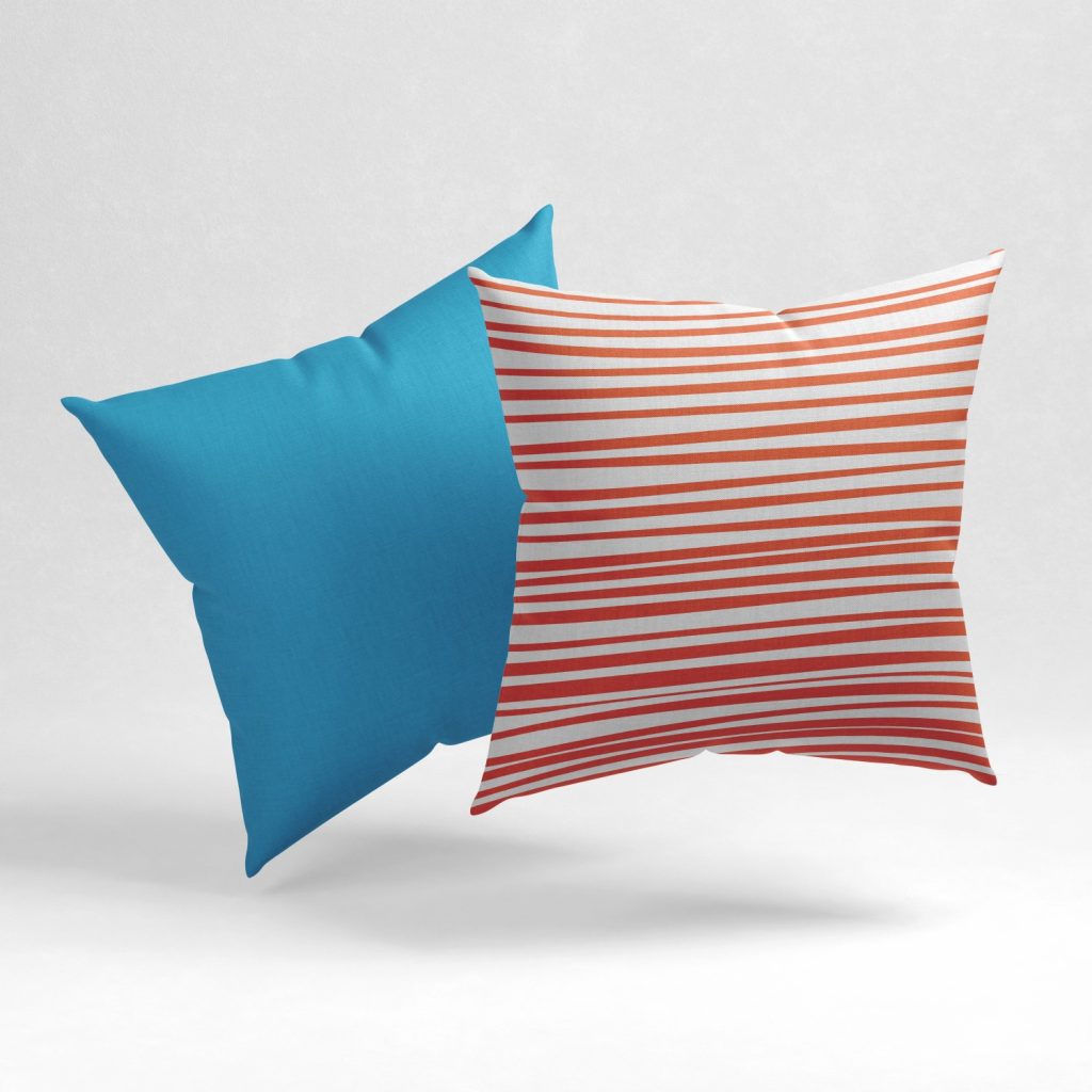 Set of 2 tangerine ocean stripes cushion cover