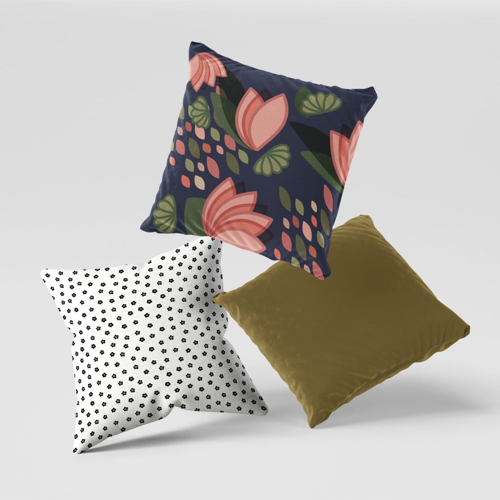 Set of 3 verdant floral cushion covers