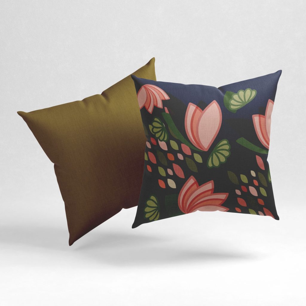 Set of 2 peachy lotus pattern cushion cover