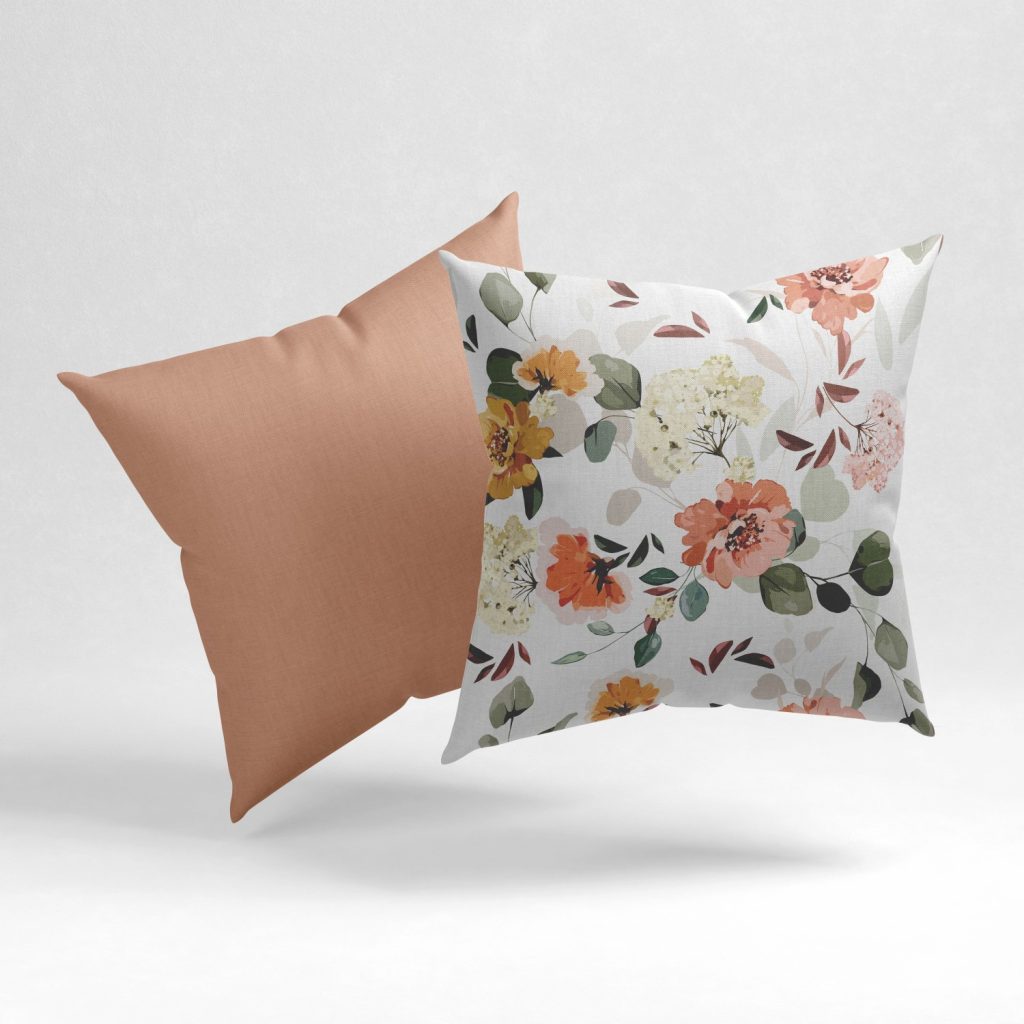 Set of 2 elegant peachy floral pattern cushion cover