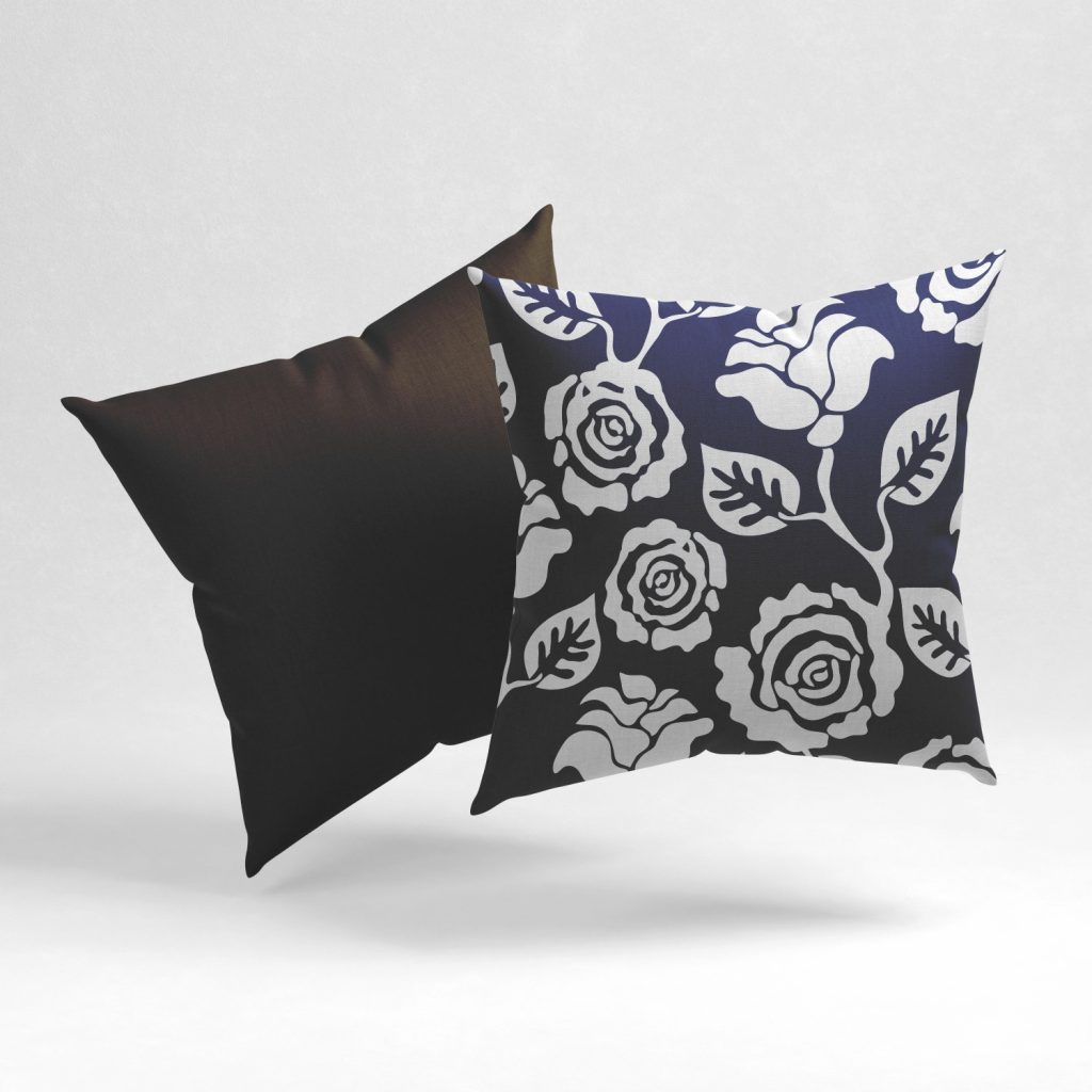 Set of 2 cobalt floral posy pattern cushion cover