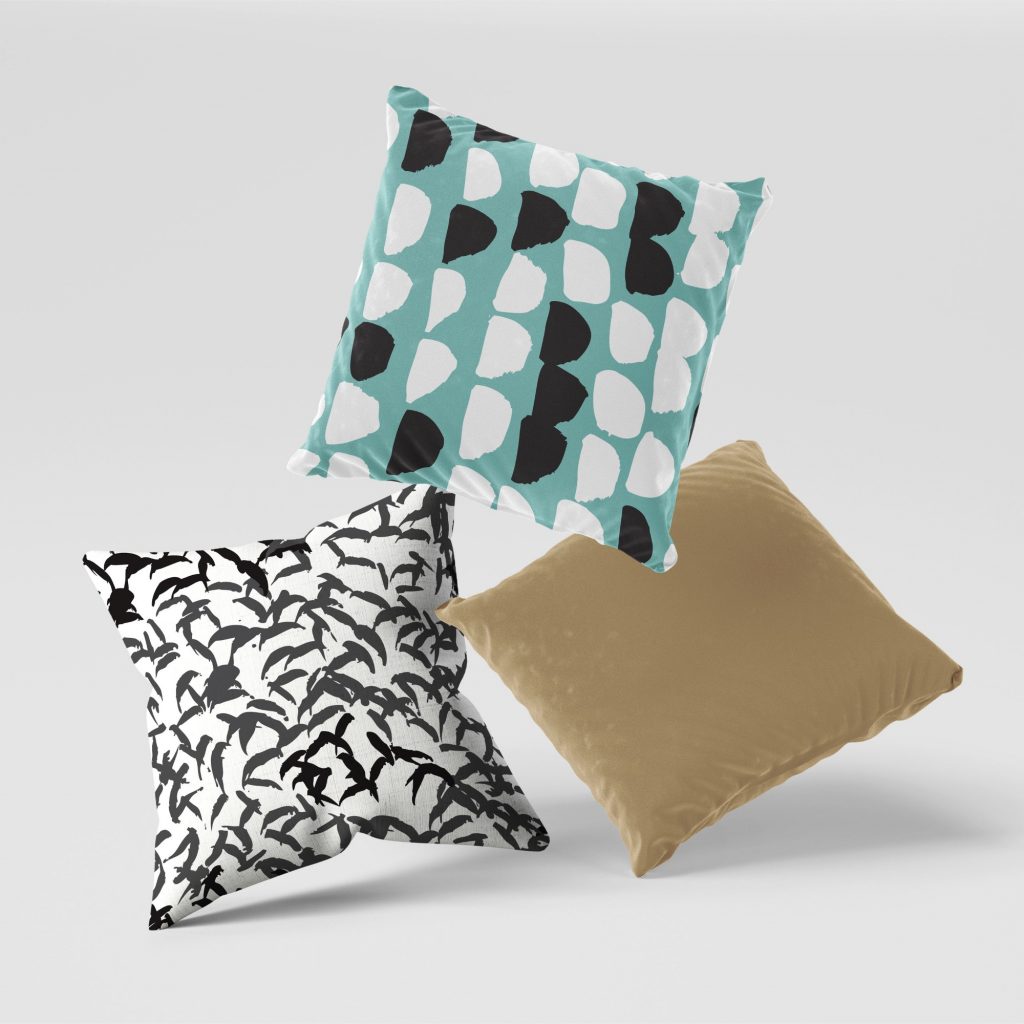Set of 3 semblance silhouette figures cushion covers
