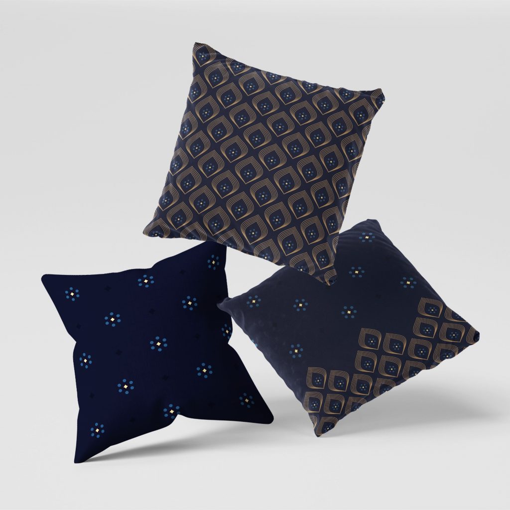 Set of 3 navan rich golden pattern cushion covers