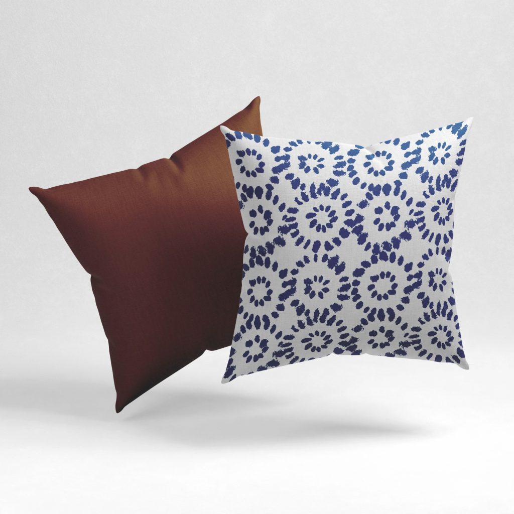 Set of 2 indigo dotted floral pattern cushion cover