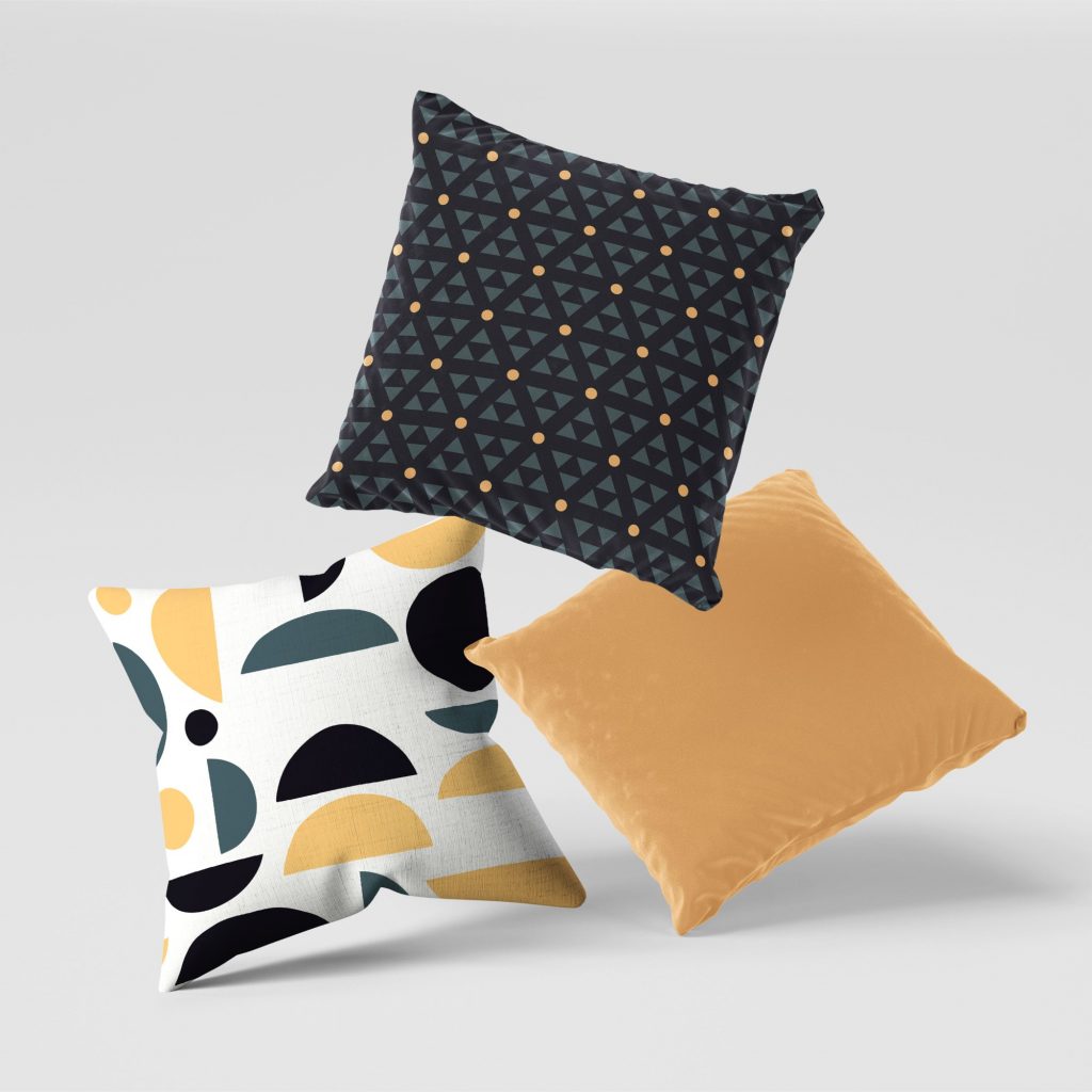 Set of 3 dark light minimal pattern cushion covers