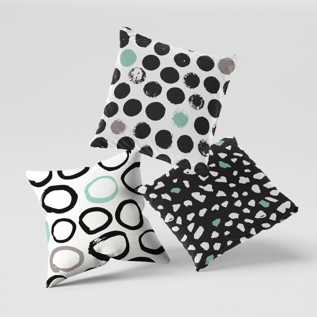 Set of 3 sable minimal figures cushion covers