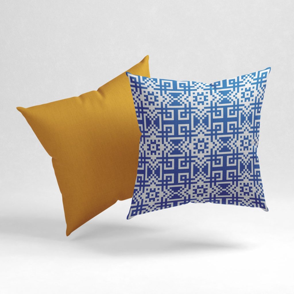 Set of 2 indigo geometric pattern cushion cover