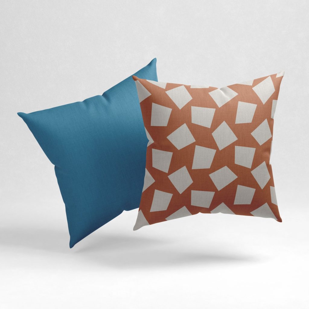 Set of 2 tangerine geometrical pattern cushion cover