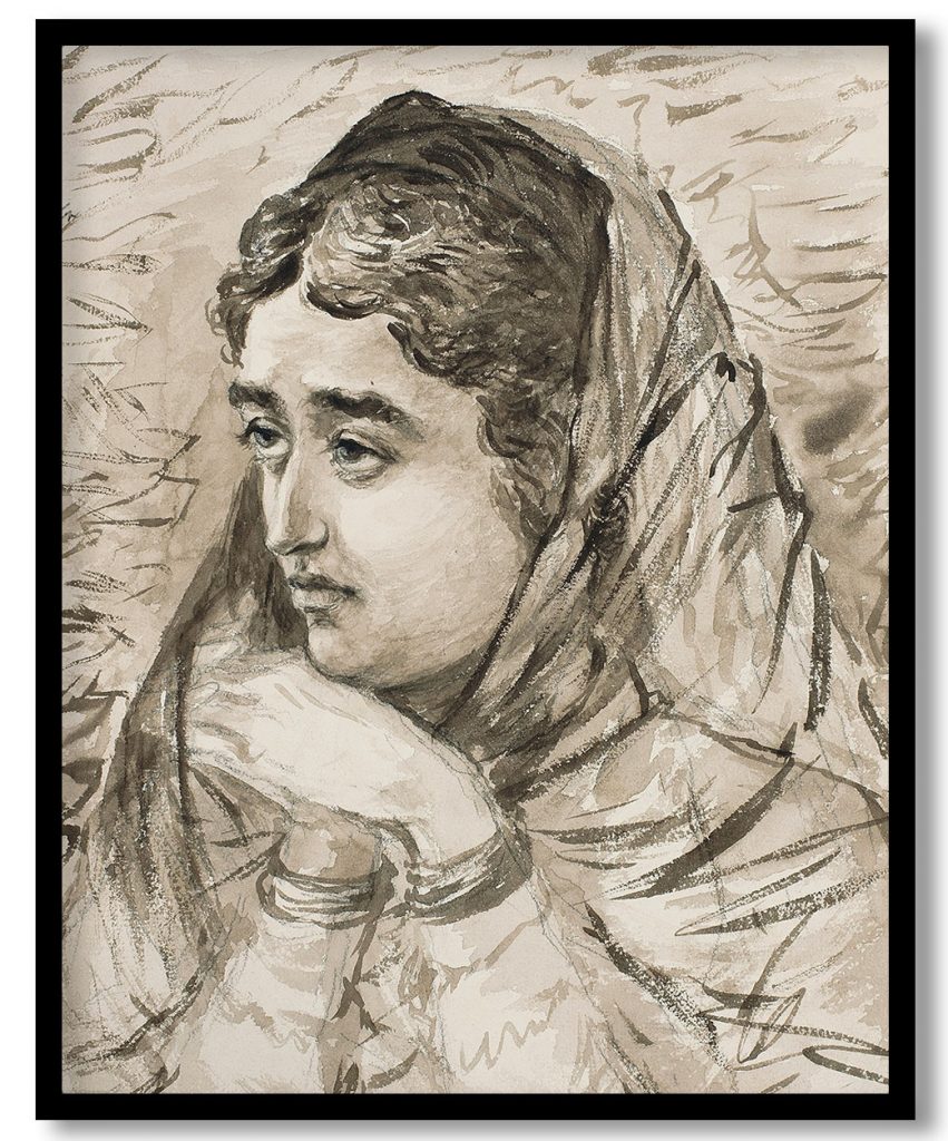 Study of a woman's face by Raja Ravi Varma