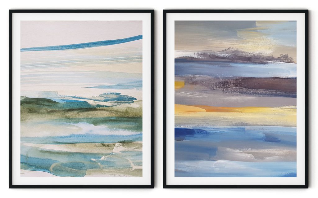 Set of 2 stratum contemporary abstract