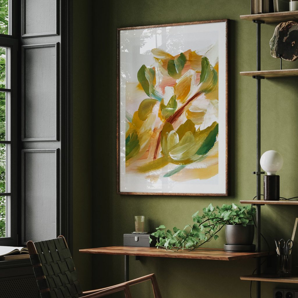 Abstract Green Yellow Foliage – Home Decor