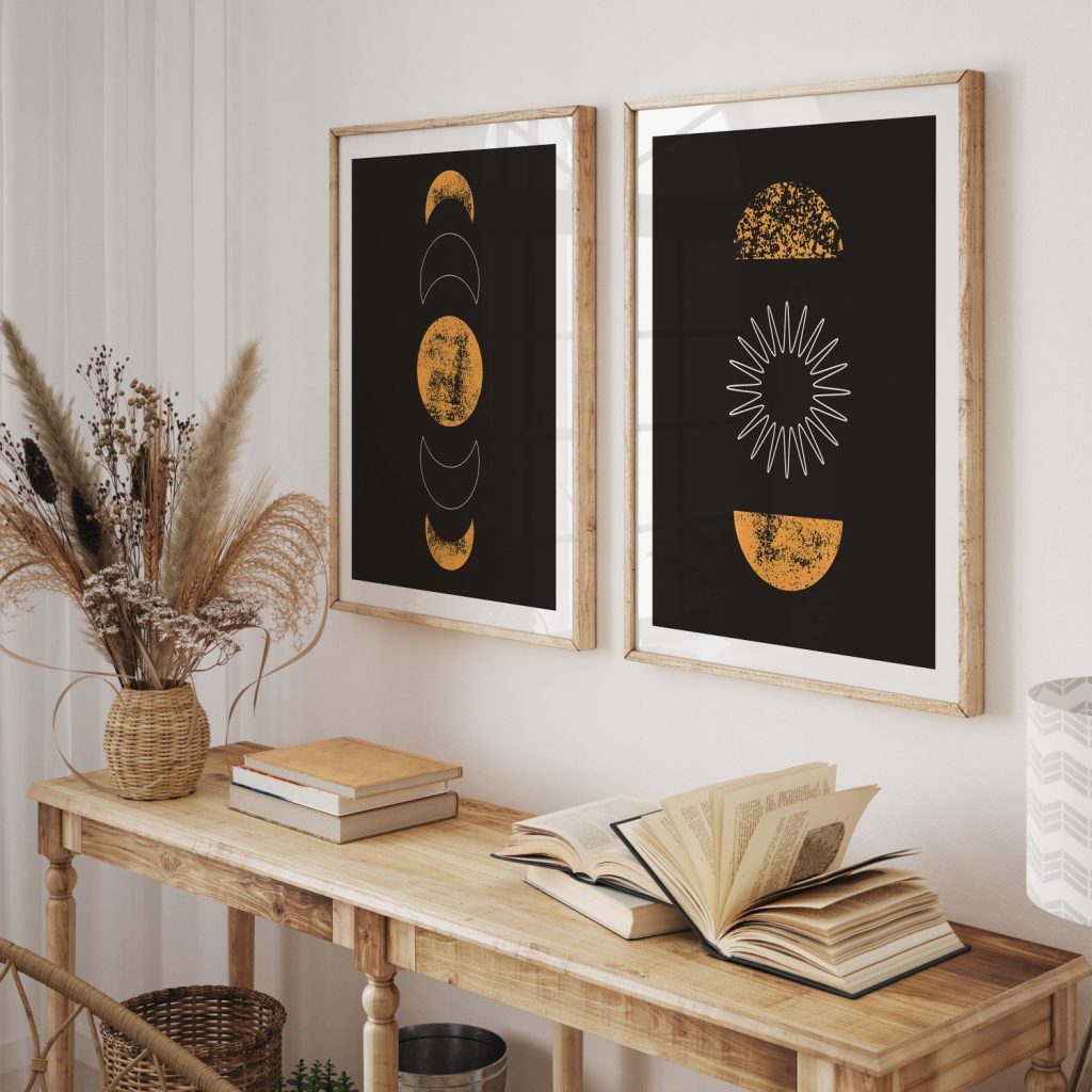 Minimalist Moon Phases Sun Shapes – Wall Painting
