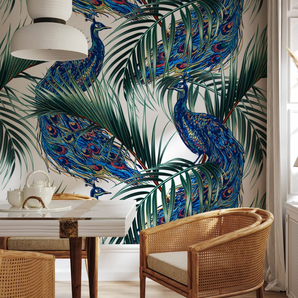 Blue abstract peacock