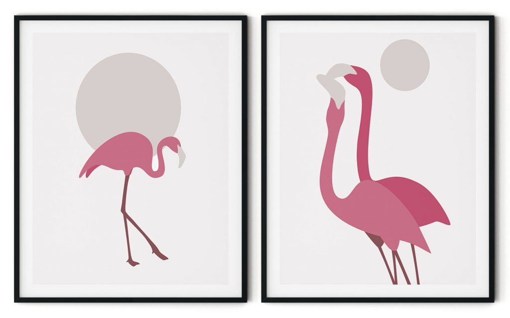 Set of 2 flamingo family