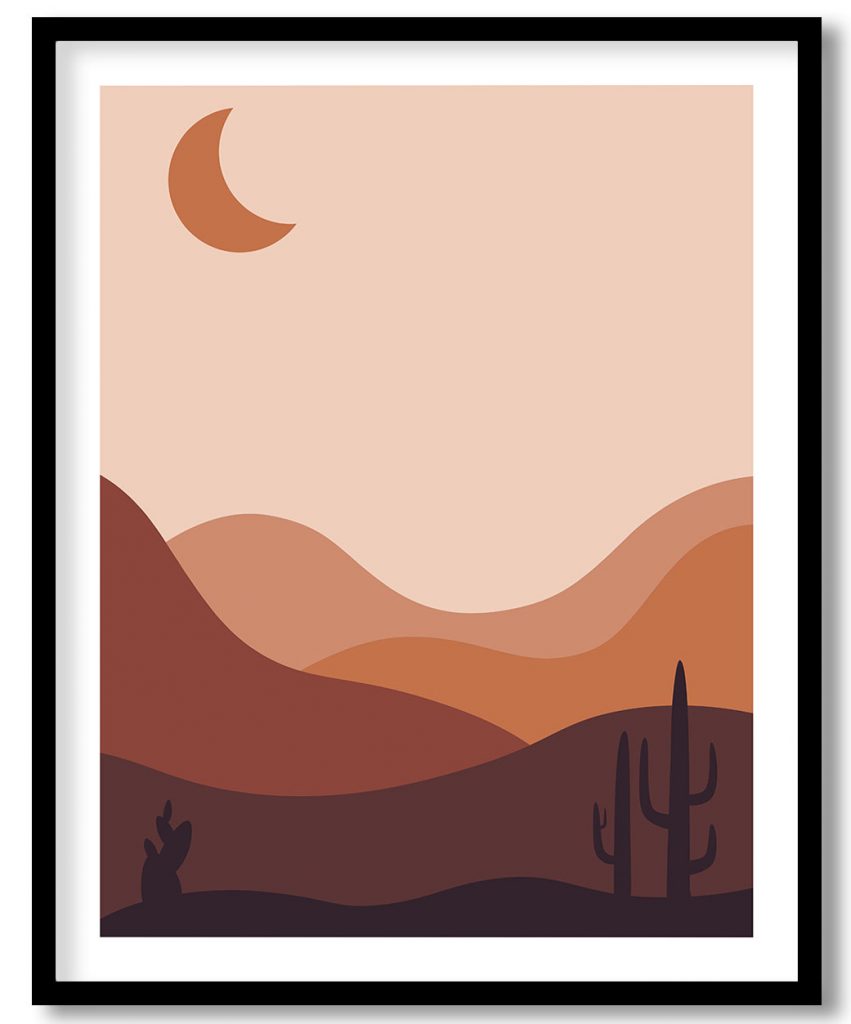 Mid century desert with moon