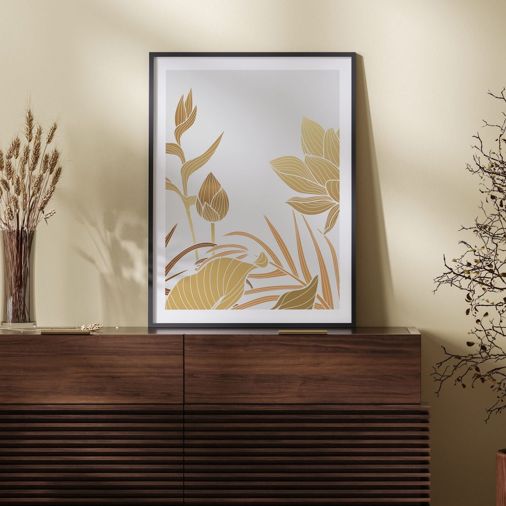 Botanical Golden Lotus – Wall Art