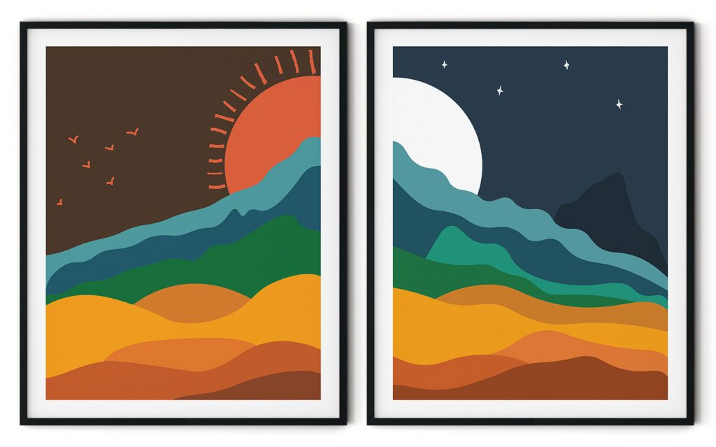 Set of 2 fresh gradient landscape