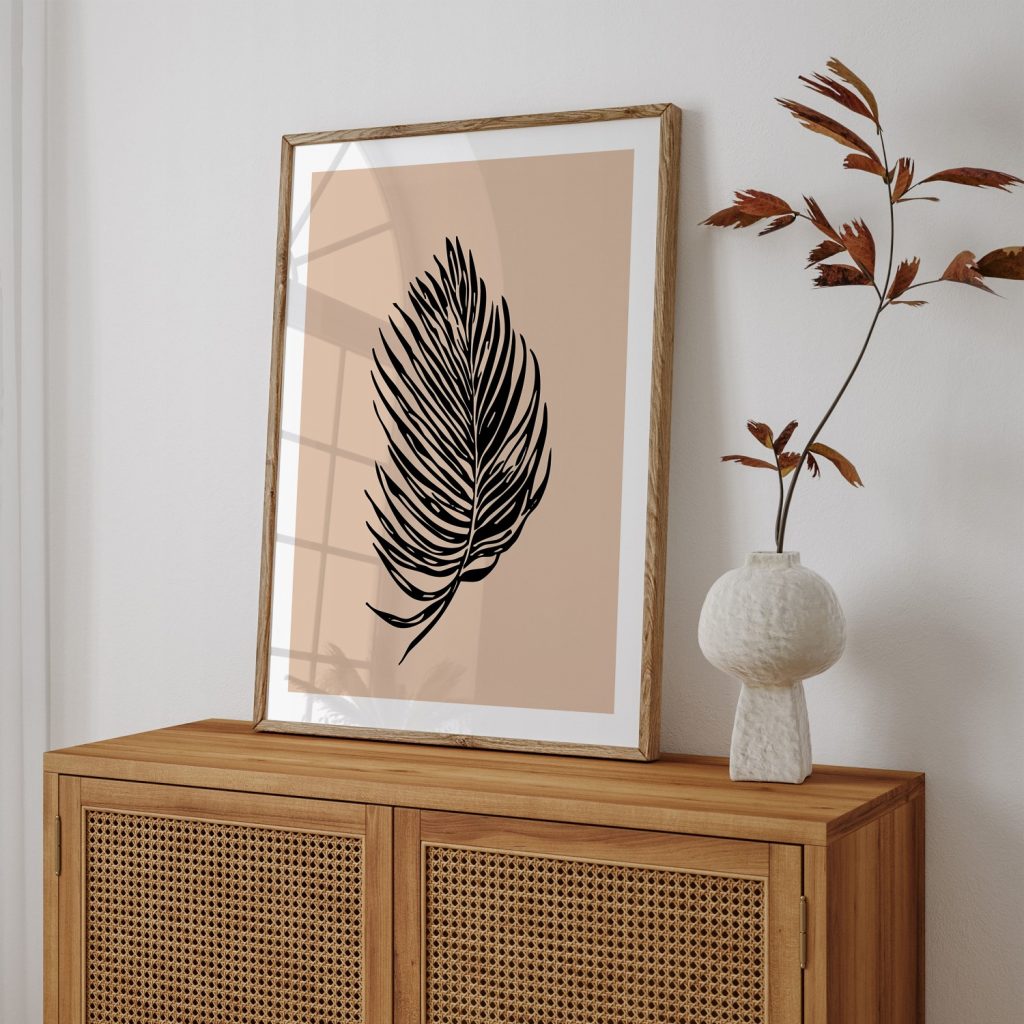 Botanical Minimalist Black Palm Leaf – Wall Decor