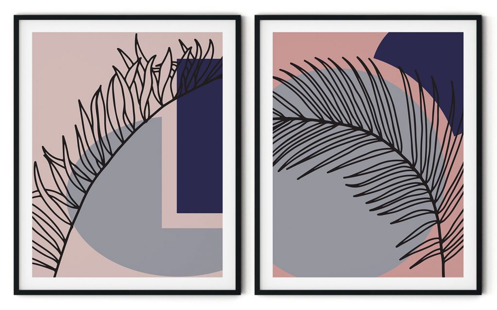 Set of 2 abstract palms