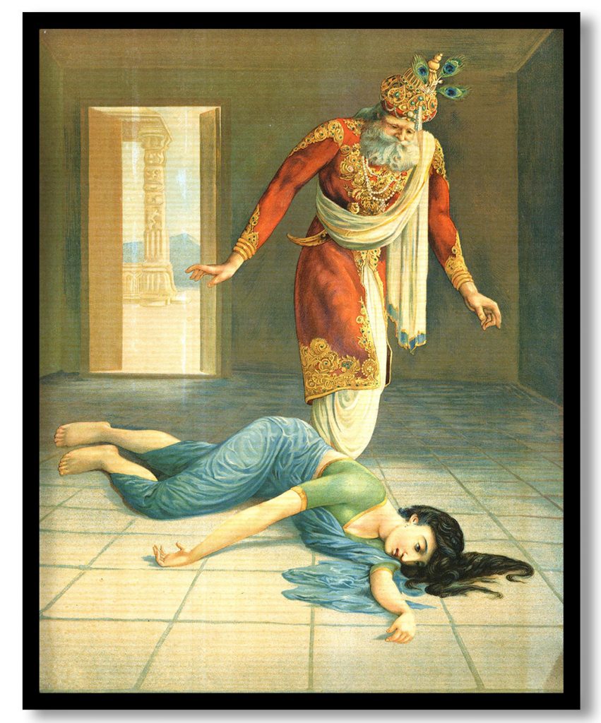 Dasharatha kaikeyi vilap by Raja Ravi Varma (1910)