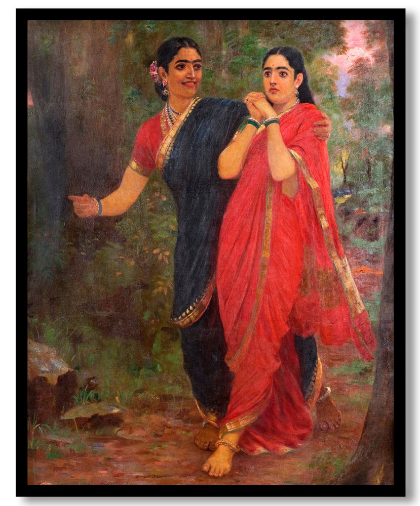 Draupadi and the enchantress simhika by Raja Ravi Varma (1898)