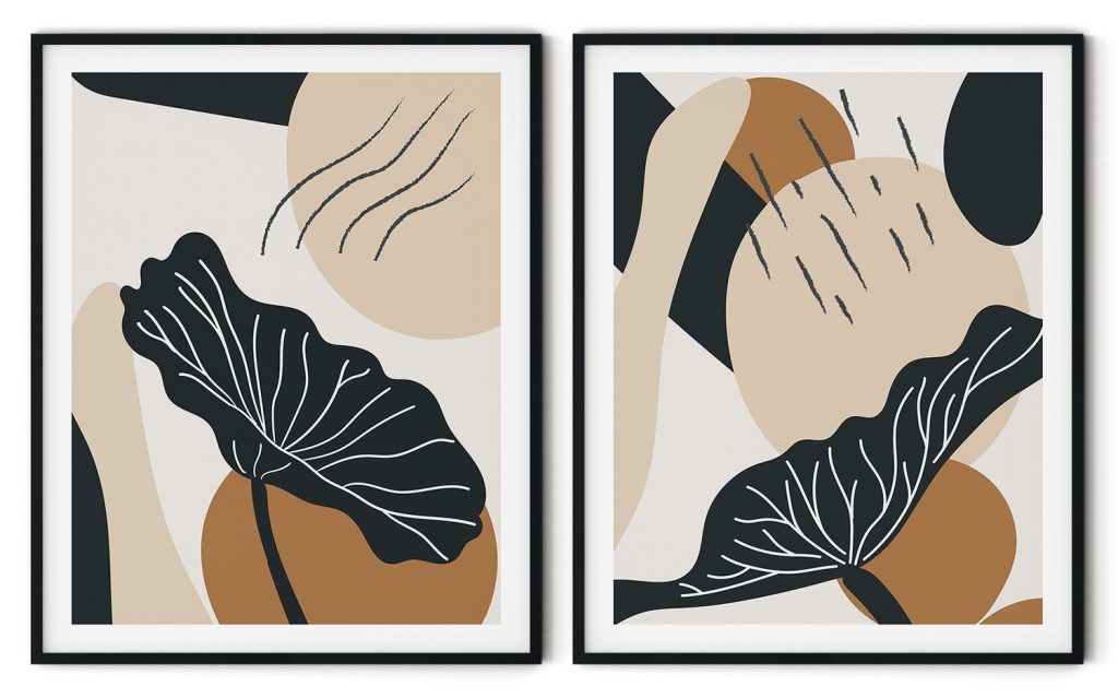 Set of 2 modern botanical #153