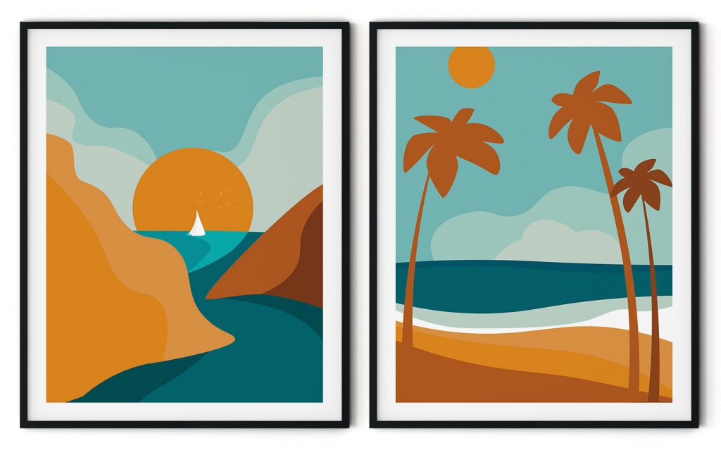 Set of 2 tropical oceanscape