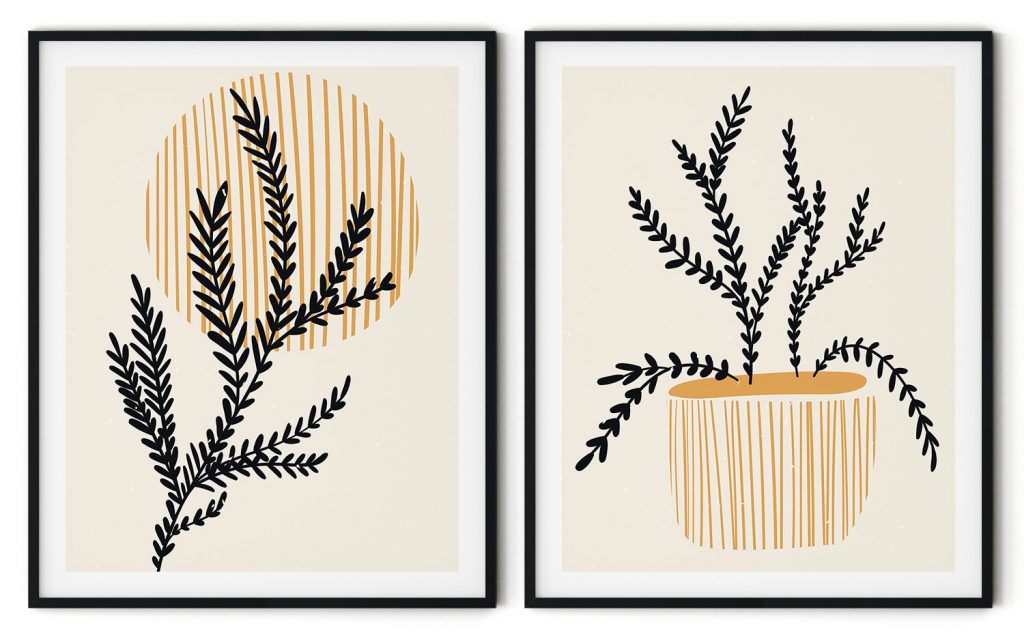 Set of 2 yellow plant pots