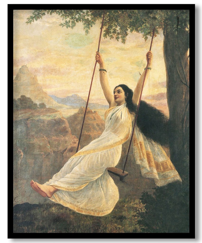 Mohini on a swing by Raja Ravi Varma (1894)