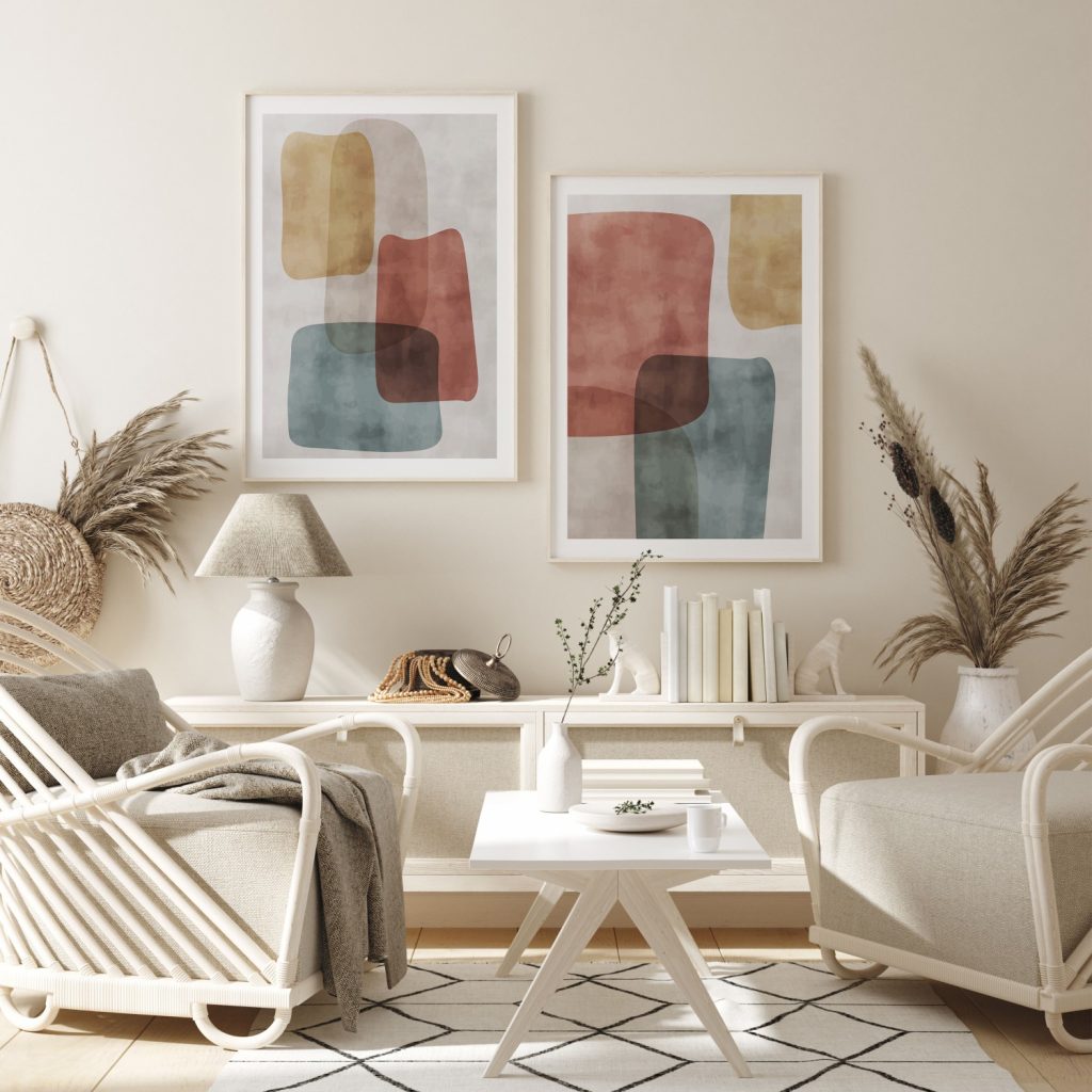 Abstract Muted Overlapping Organic Shapes – Home Decor
