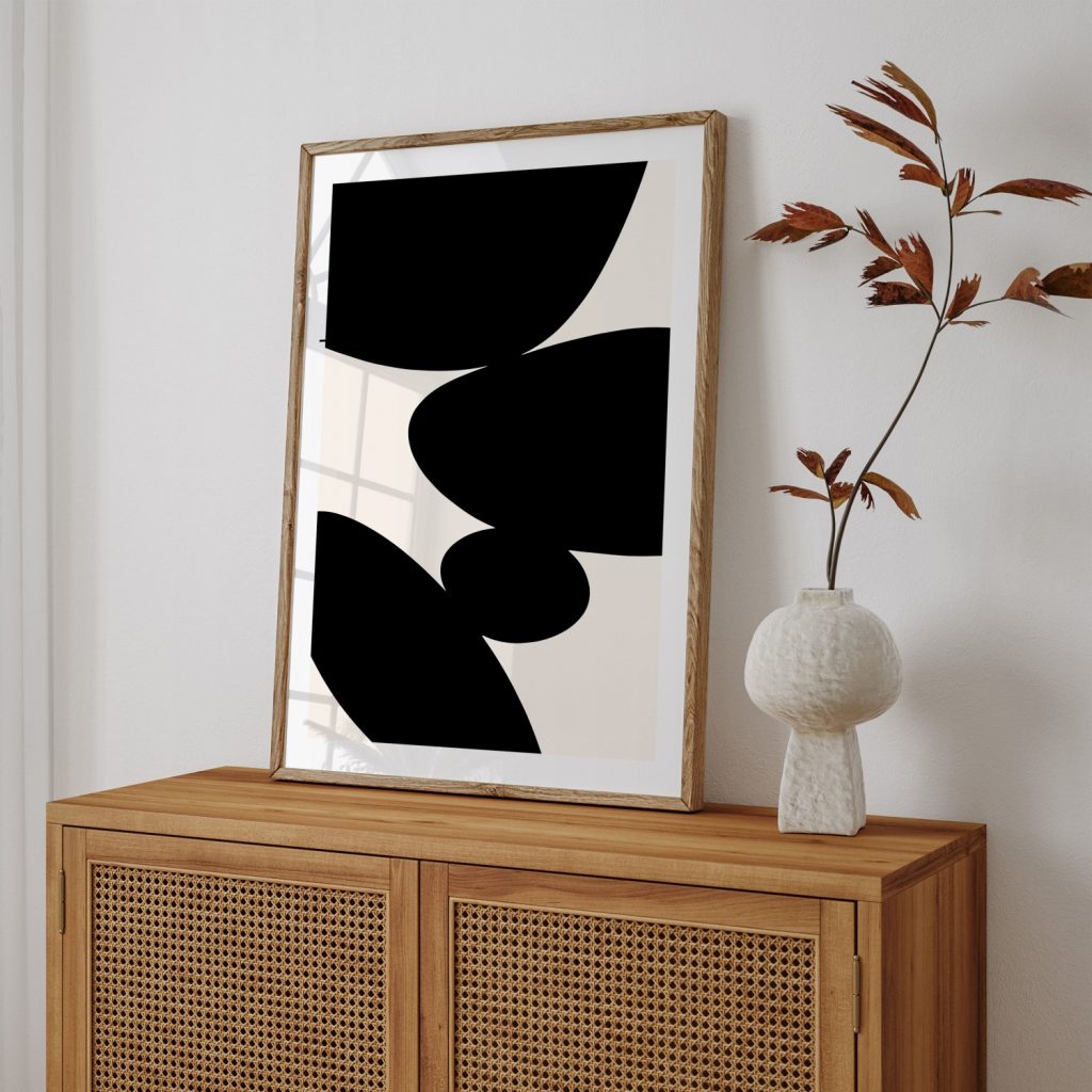 Abstract Black Shapes on Beige – Home Decor