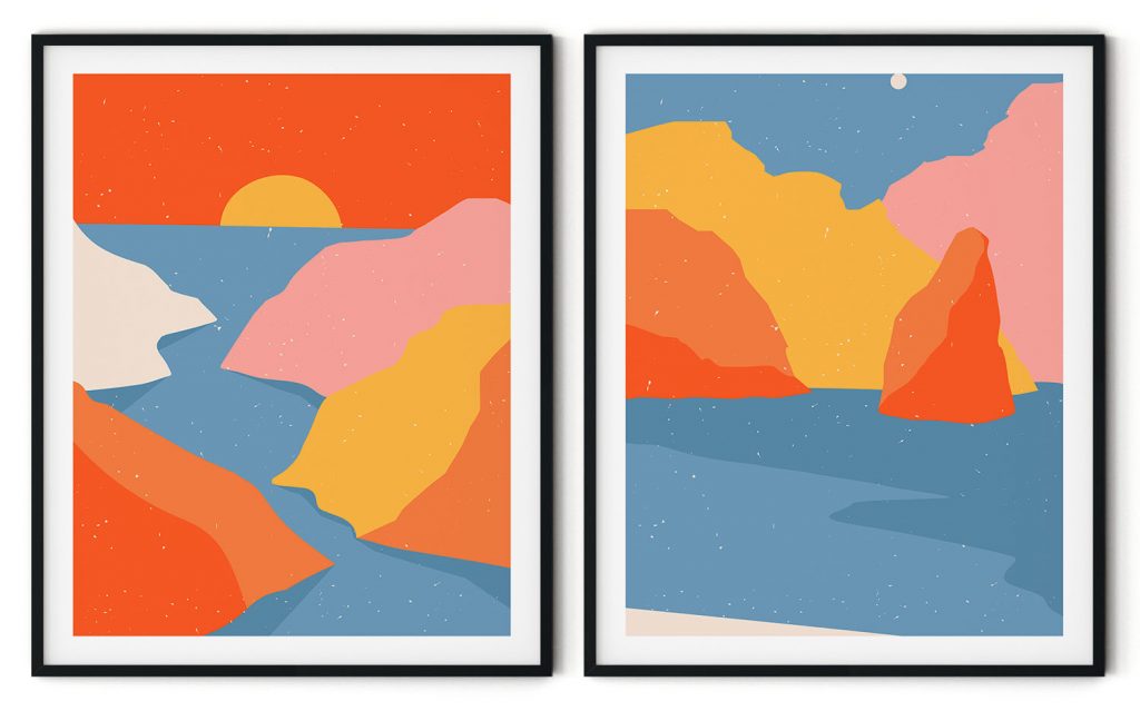 Set of 2 twilight landscape