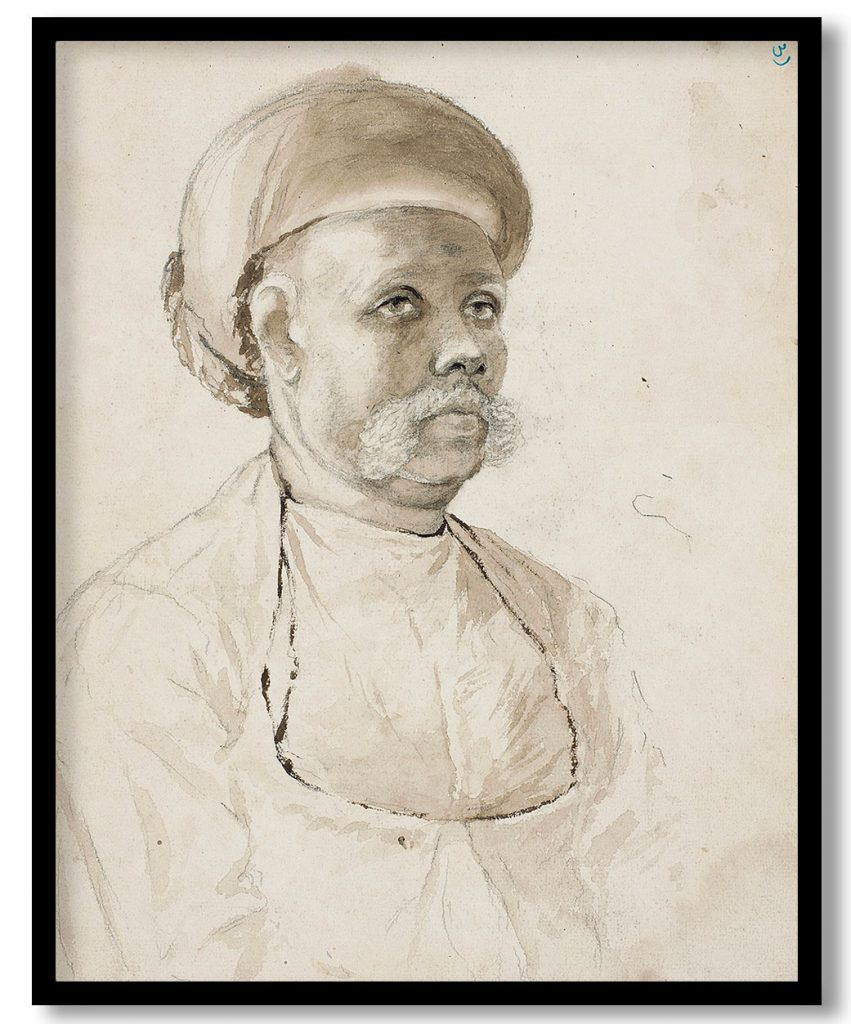 A study of a man's face by Raja Ravi Varma