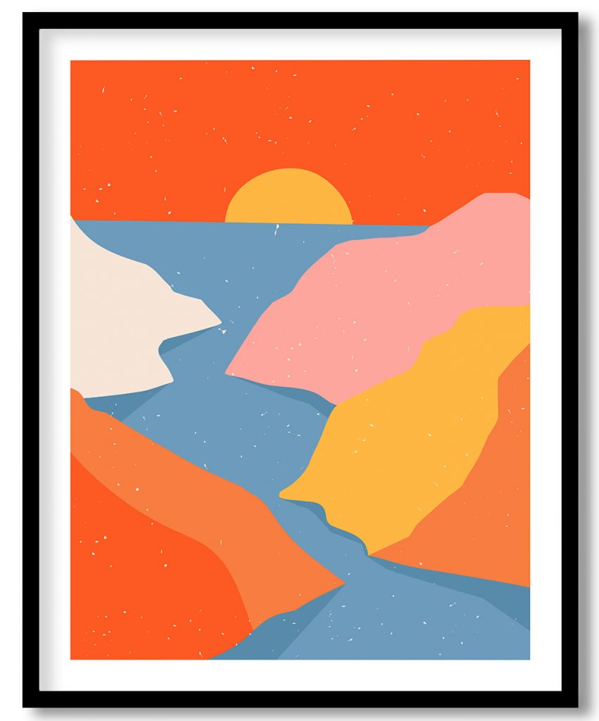 Vibrant mountain with sea