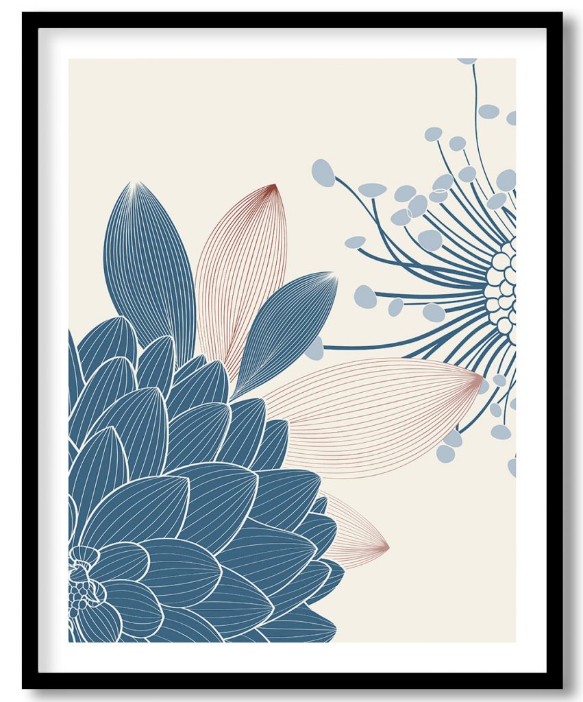 Cobalt dahlias with pencils I