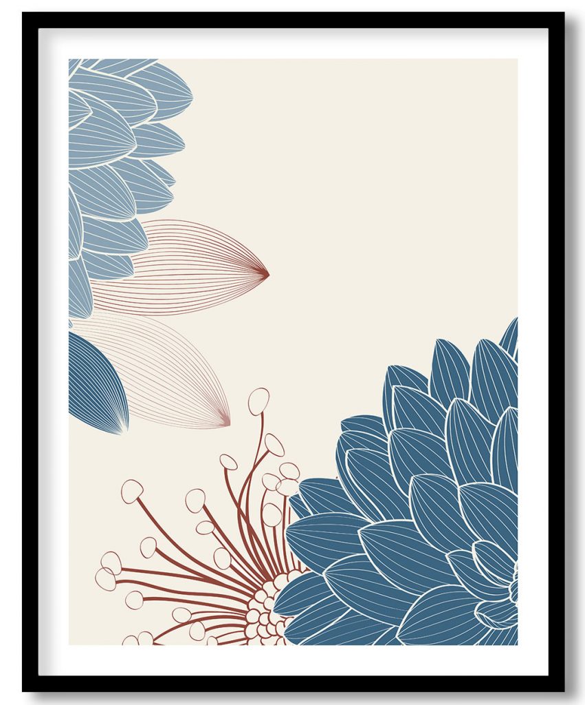 Cobalt dahlias with pencils II