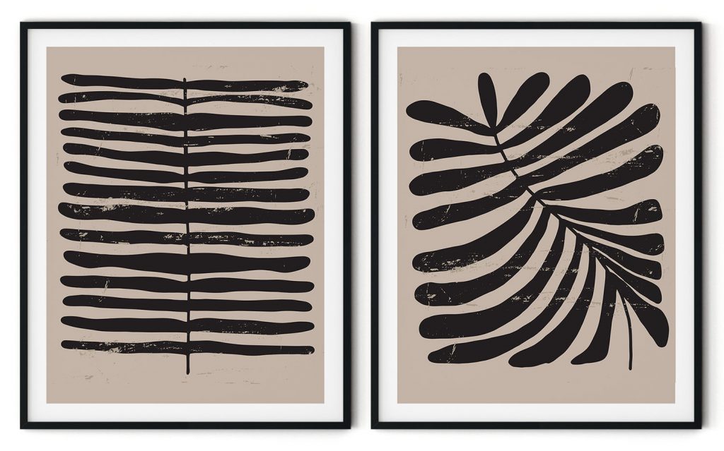 Set of 2 obsidian grunge leaves