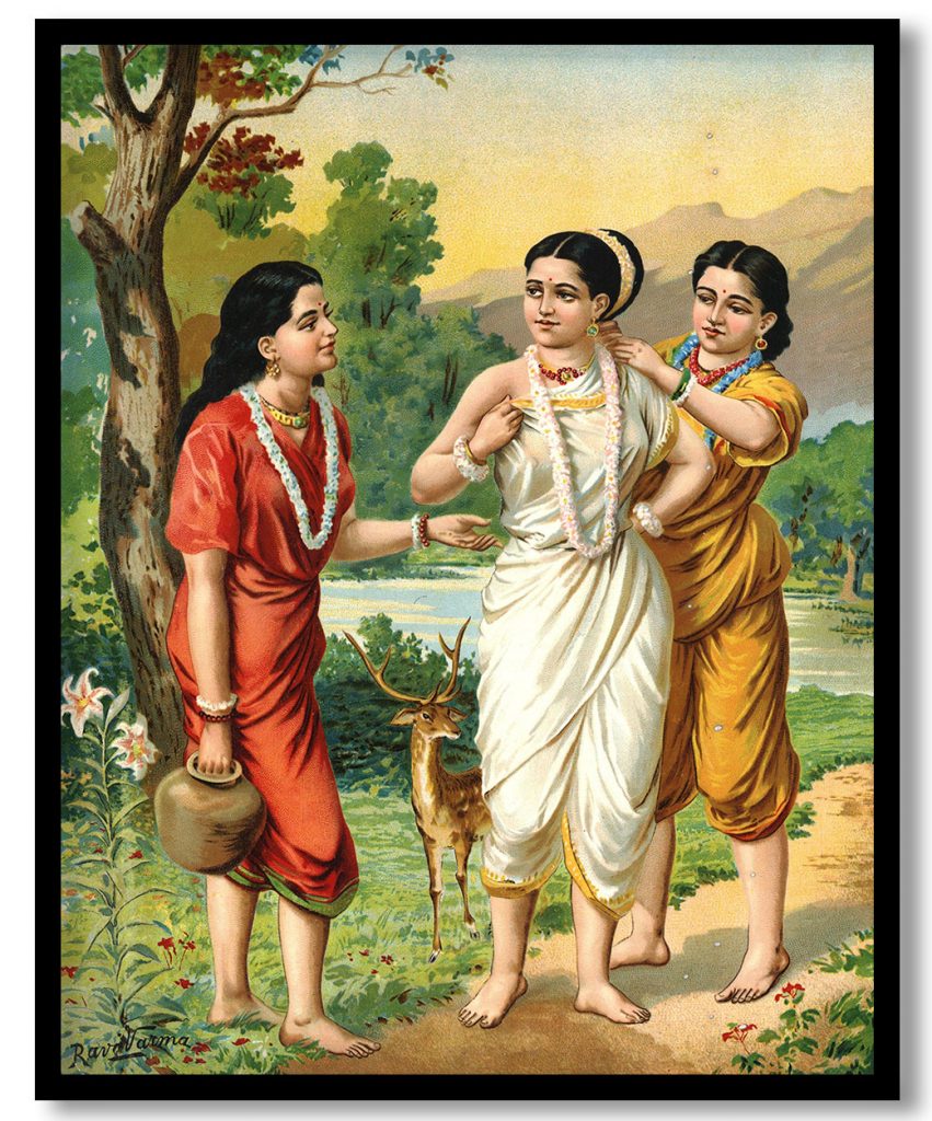 Shakuntala sakhi by Raja Ravi Varma (1930)