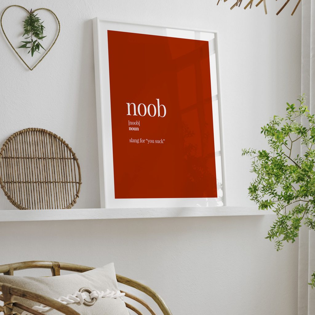 noob noob noun slang for you suck - Slang Definition – Wall Art