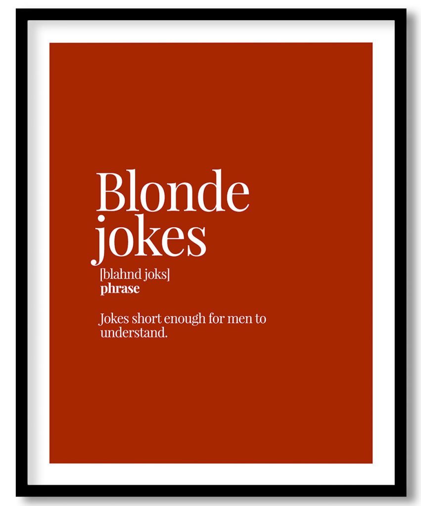 Blonde jokes - Funny Dictionary Definition, Rust Red