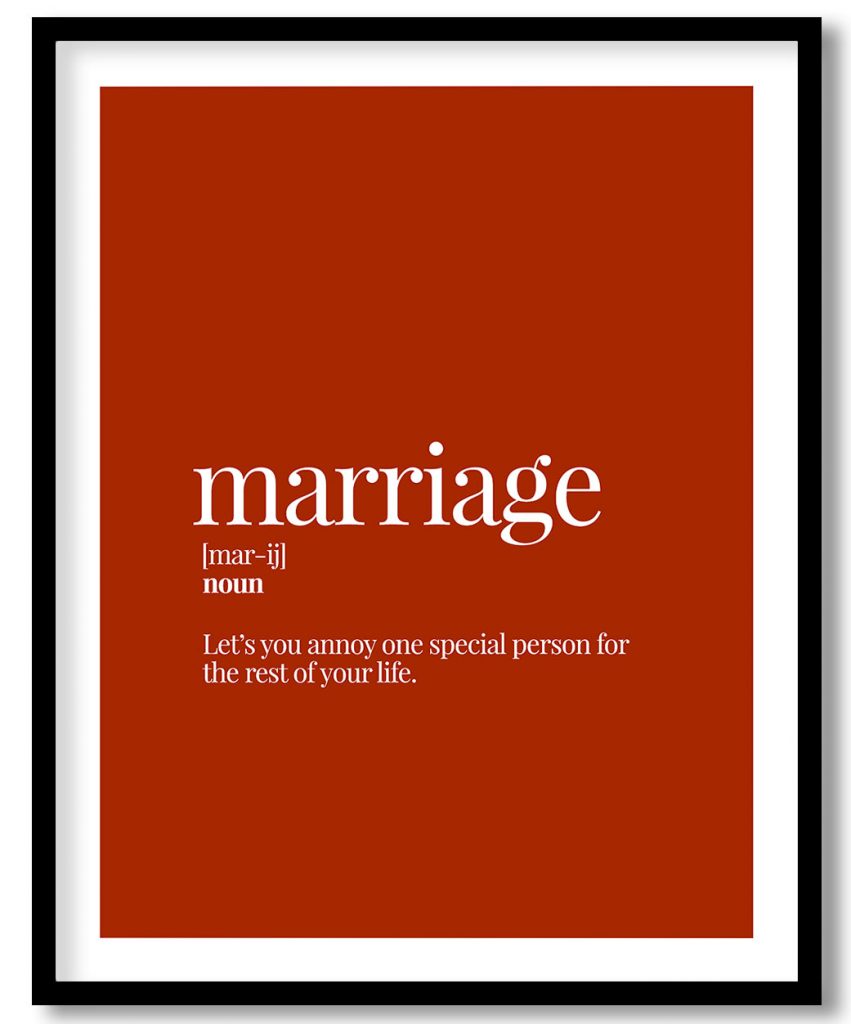 Marriage - Funny Dictionary Definition, Rust Red