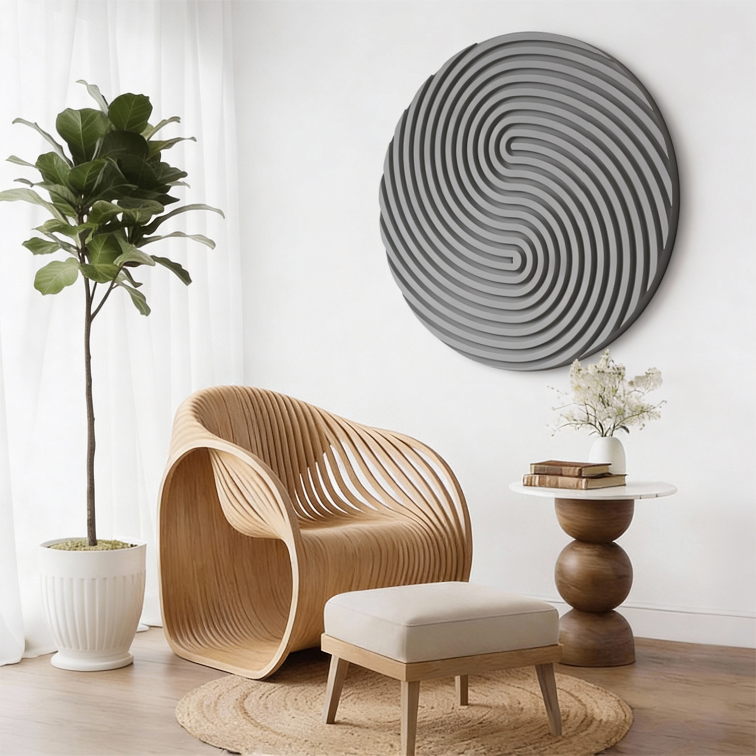 Circular concentric configuration - Natural Wood, Wood Wall Art, Wall Sculpture, Modern Wood Art, Wall Decor