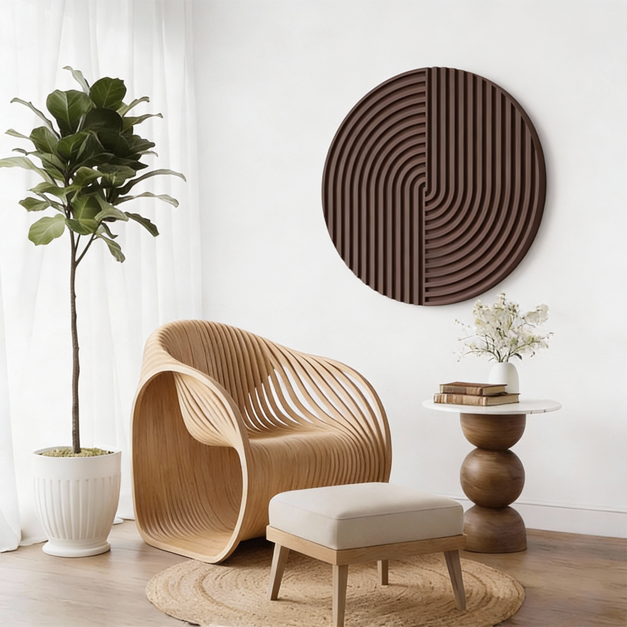 Circular concentric abstract - Natural Wood, Wood Wall Art, Wall Sculpture, Modern Wood Art, Wall Decor