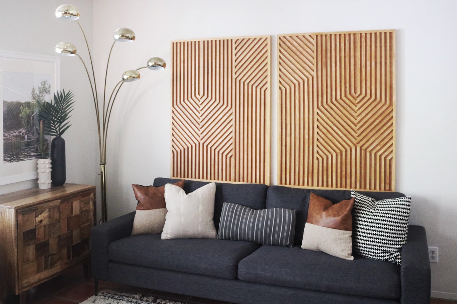 Set of 2 Modernistic Wooden Wall Art - Wood Wall Art, Wall Sculpture ...