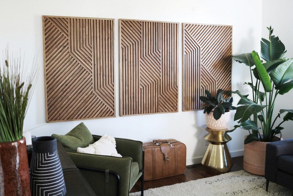 Set of 3 Slat Wooden Art - Wood Wall Art, Wall Sculpture, Modern Wood Art, Wall Decor