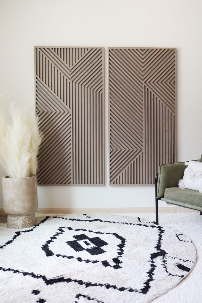 Set of 2 Modish Geometrical Wooden Art - Wood Wall Art, Wall Sculpture, Modern Wood Art, Wall Decor